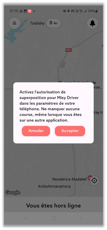 Activez la superposition Android