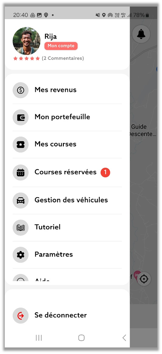 Accès à l'espace de réservation