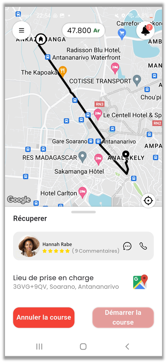 Récupérez le passager