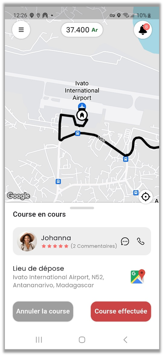 Dépose du passager