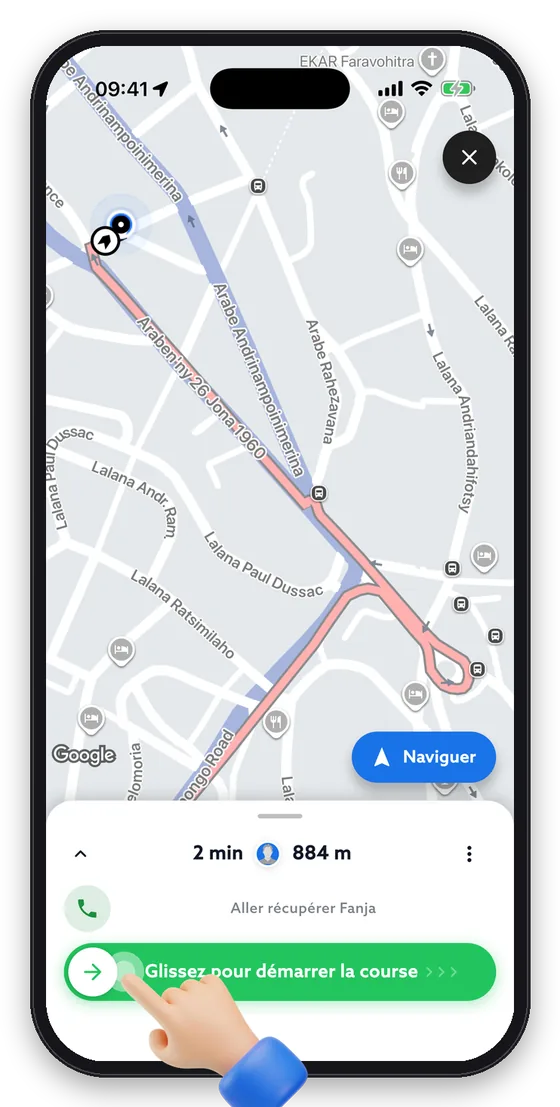 Sur place, glissez le curseur vers la droite pour démarrer la course.