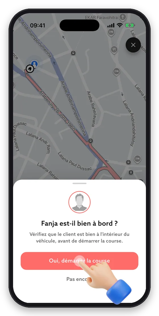 Confirmez que le passager est bien à bord.