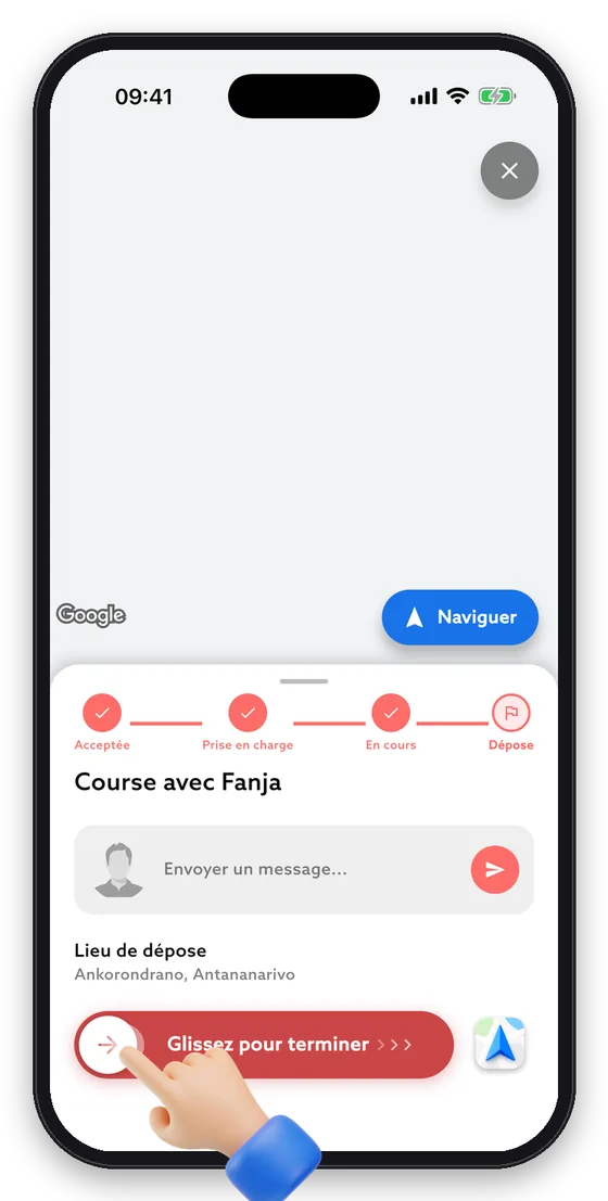À l'arrivée, dépliez la feuille et glissez « Terminer ».