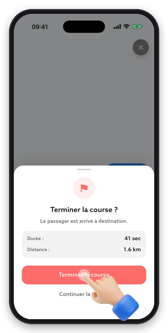 Vérifiez la durée et la distance, puis confirmez.