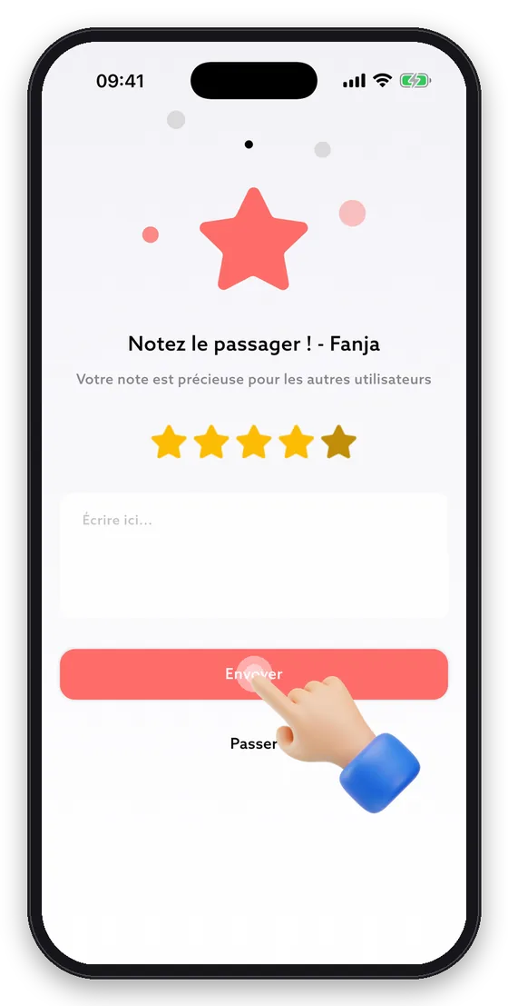 Notez le passager et envoyez.