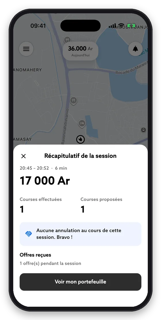 En touchant STOP, retrouvez le récapitulatif de votre session.