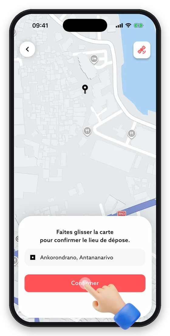 Ajustez le repère si besoin, puis confirmez la dépose.
