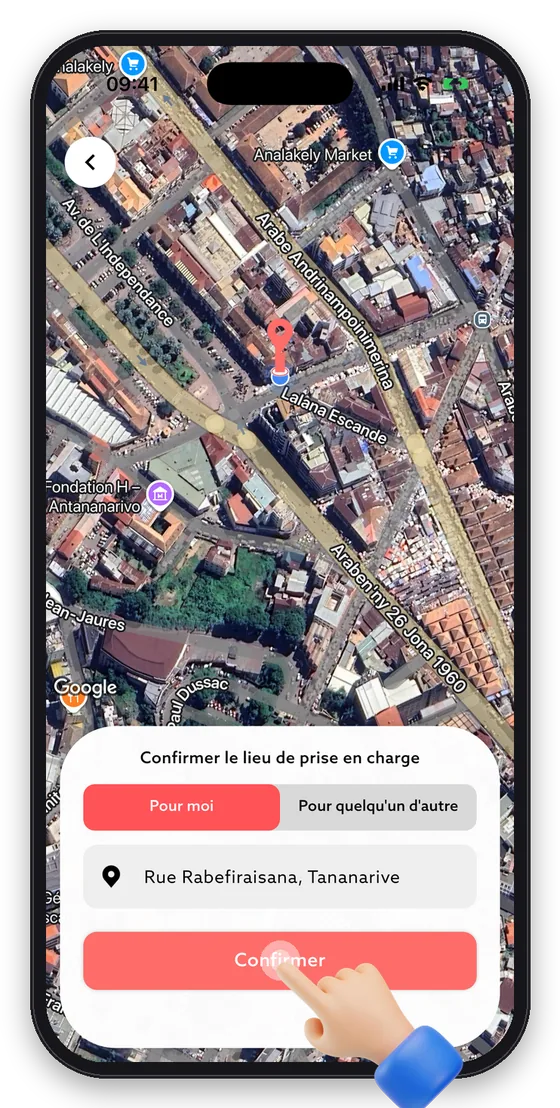 Confirmez le lieu de prise en charge, pour vous ou un proche.
