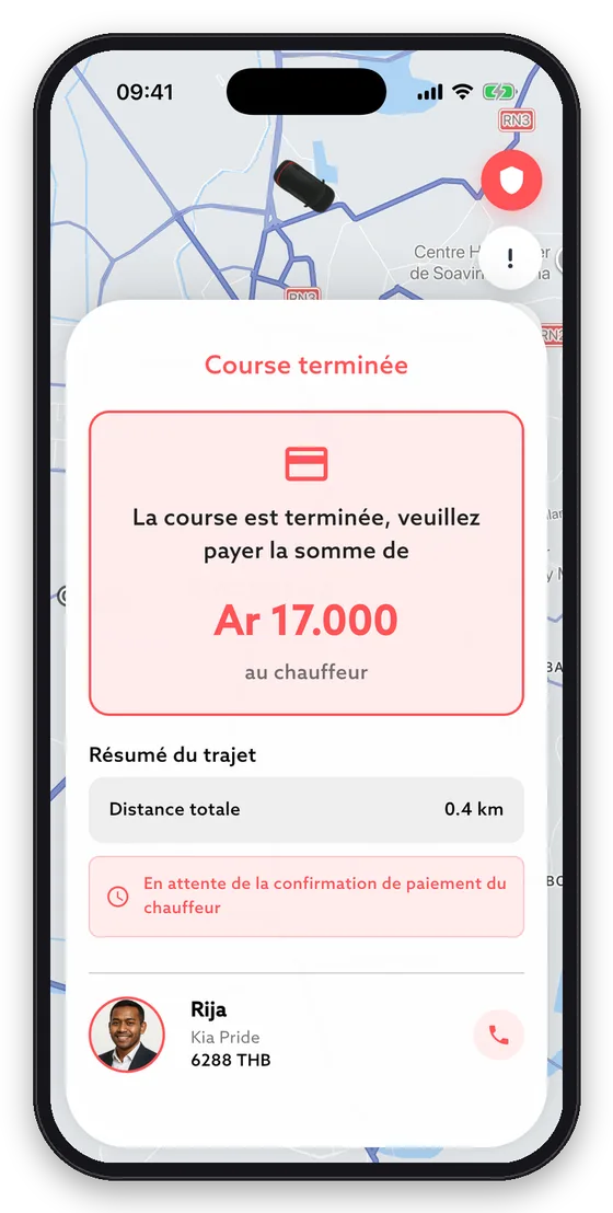 À l'arrivée, payez le montant affiché au chauffeur.
