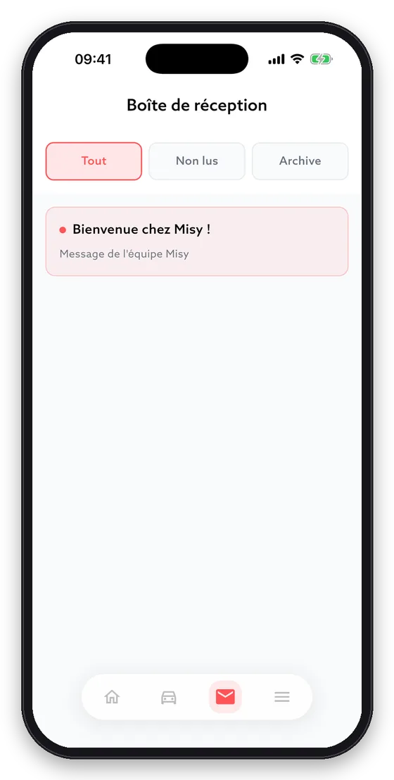 Boîte de réception : les messages de Misy.