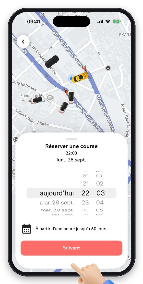 Programmer : réservez une course jusqu'à 60 jours à l'avance.